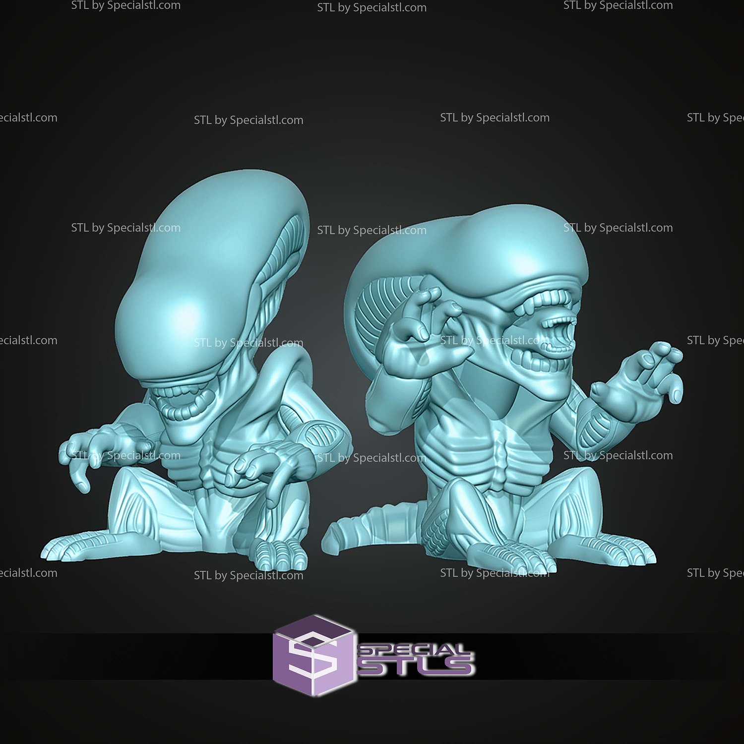 Super Basic STL Alien Xenomorph MultiColor 3D Model — view 4