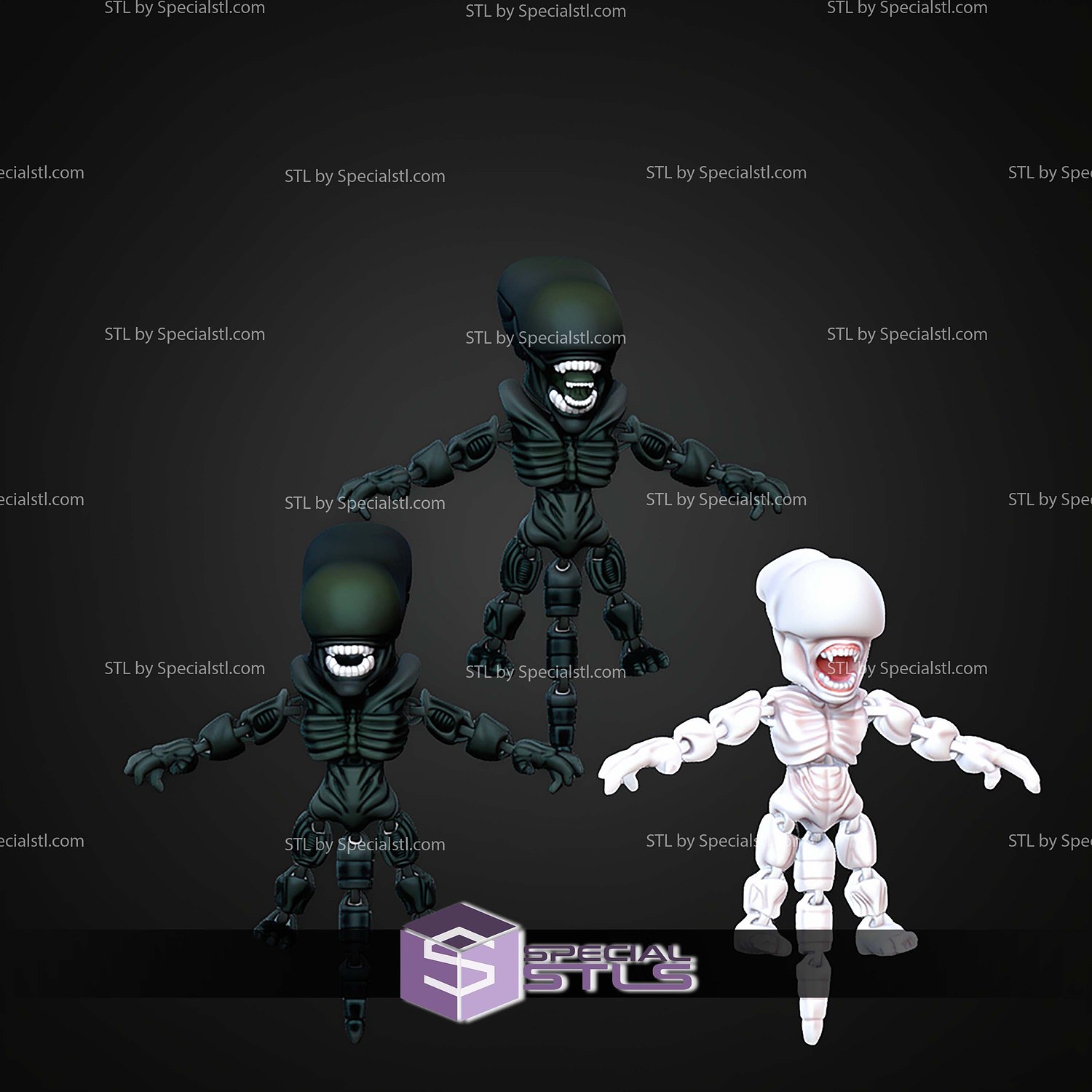 Super Basic STL Alien Xenomorph MultiColor 3D Model — view 5