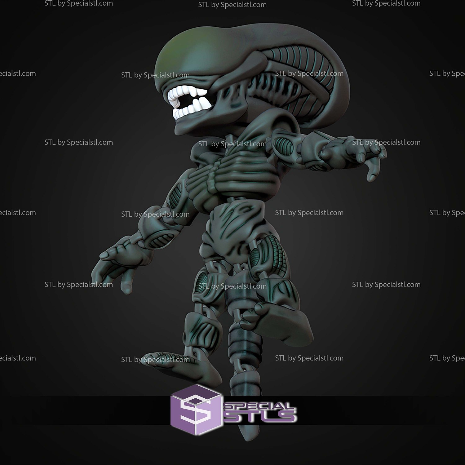 Super Basic STL Alien Xenomorph MultiColor 3D Model — view 6