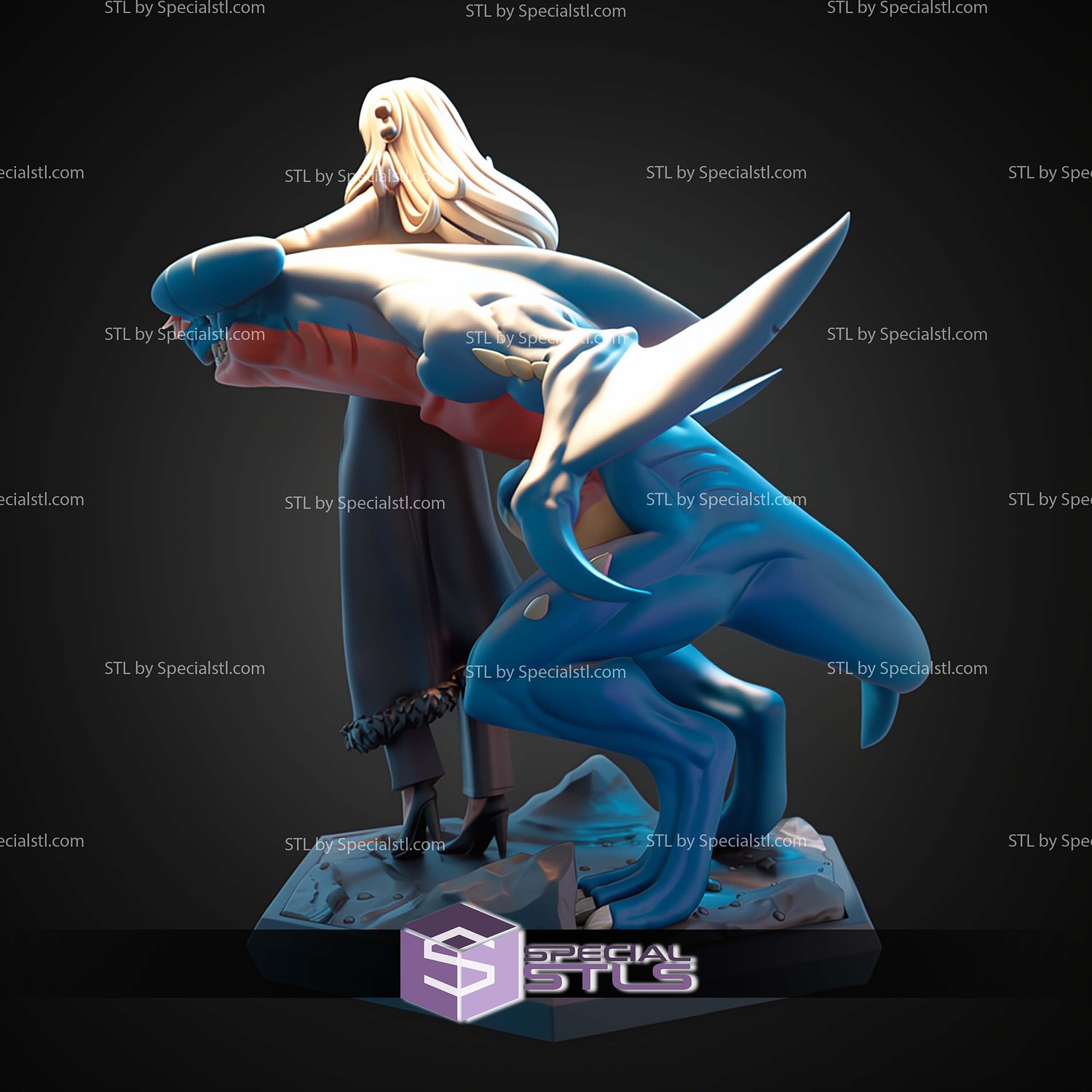 Cynthia and Garchomp 1-7 STL Files 3D Model — view 7