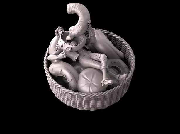 Katakuri person in basket 3D ZTL Model