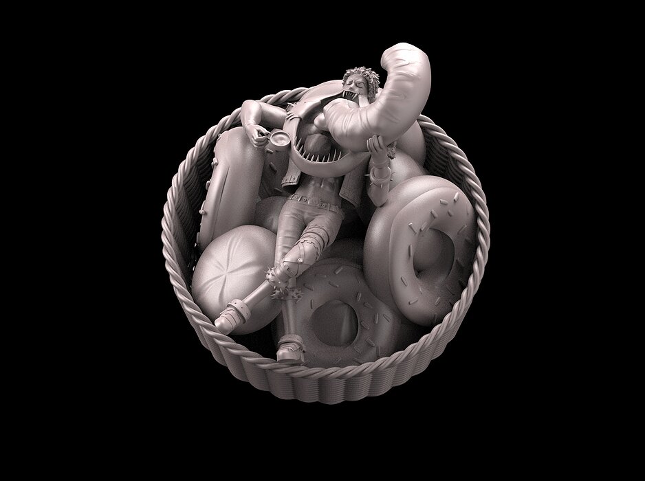 Katakuri person in basket 3D ZTL Model — view 4