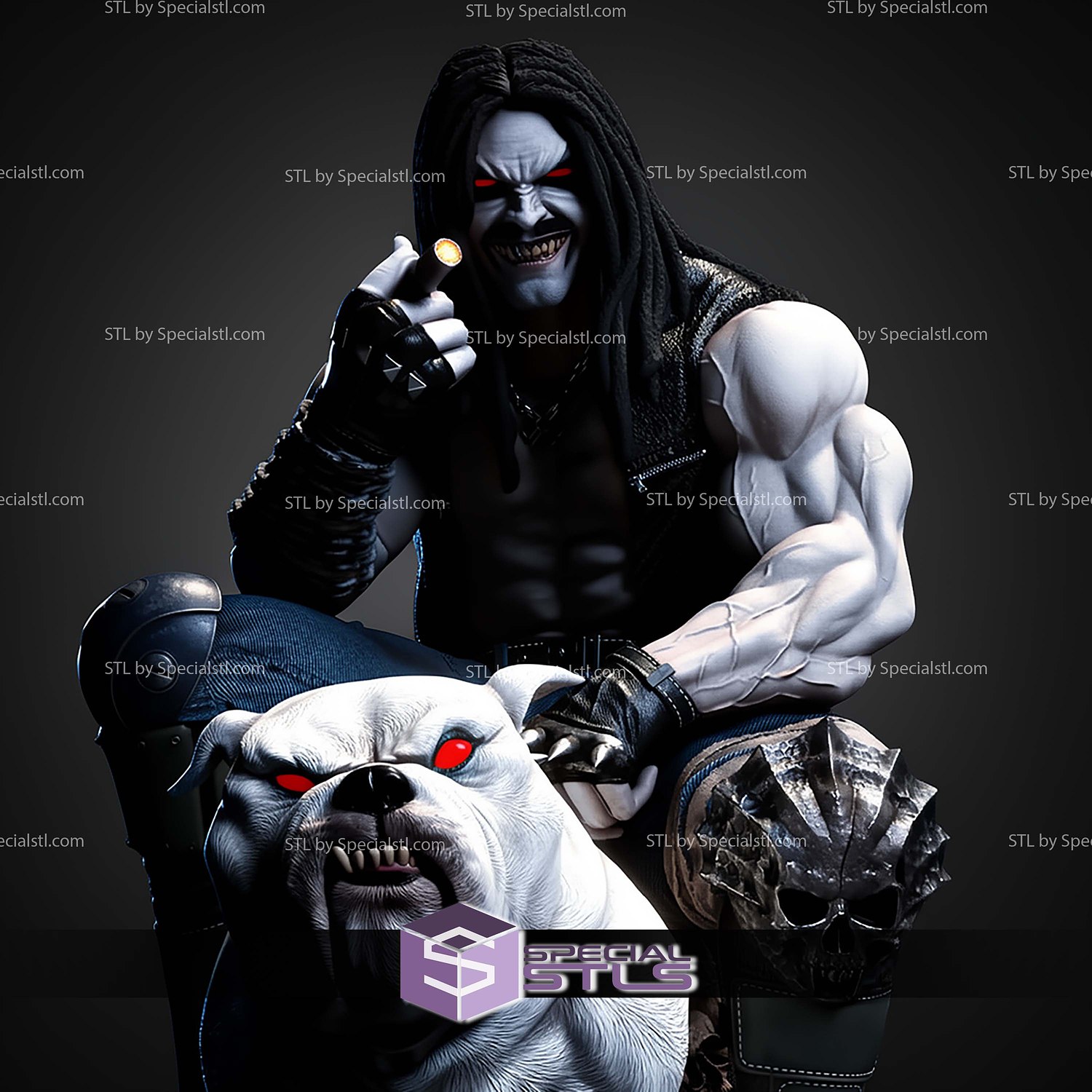 Lobo Sitting And The Dog STL Files 3D Model — view 2
