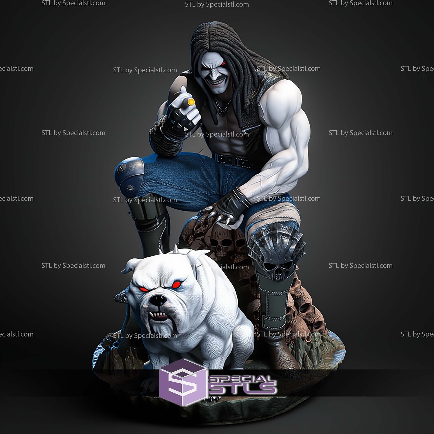 Lobo Sitting And The Dog STL Files 3D Model — view 3