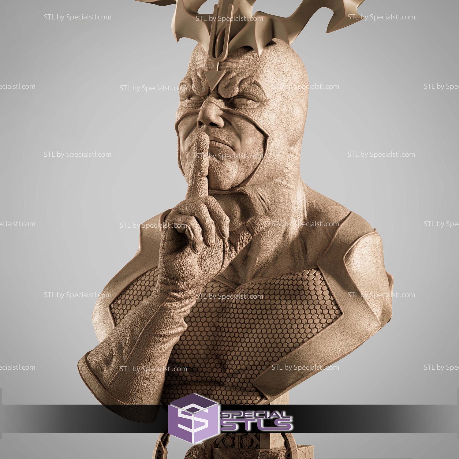 Black Bolt Portrait Bust 3D Printer Files STL Model — view 2