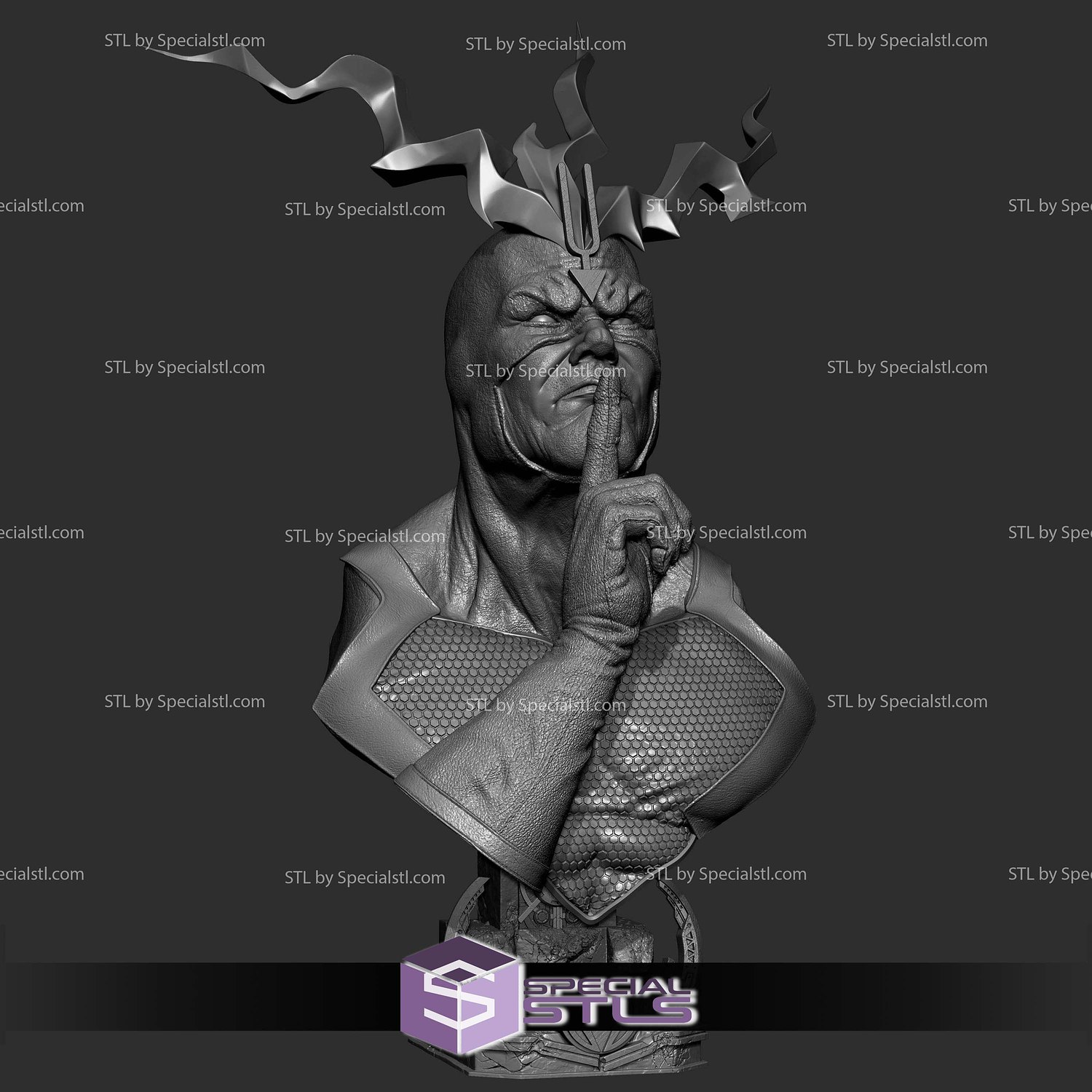Black Bolt Portrait Bust 3D Printer Files STL Model — view 3