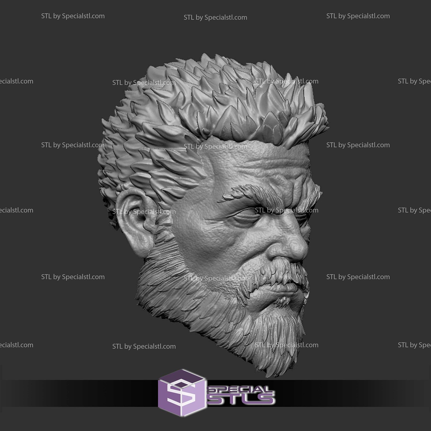 Custom Head STL Eddie Brock Beard 3D Model — view 2