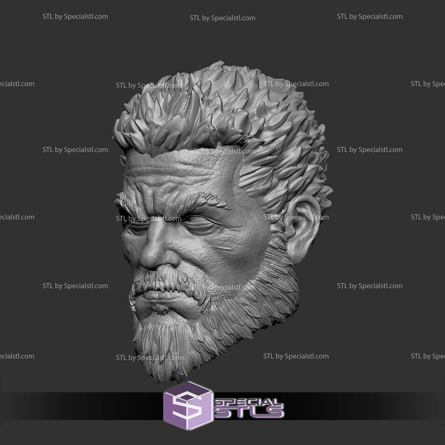 Custom Head STL Eddie Brock Beard 3D Model — view 3