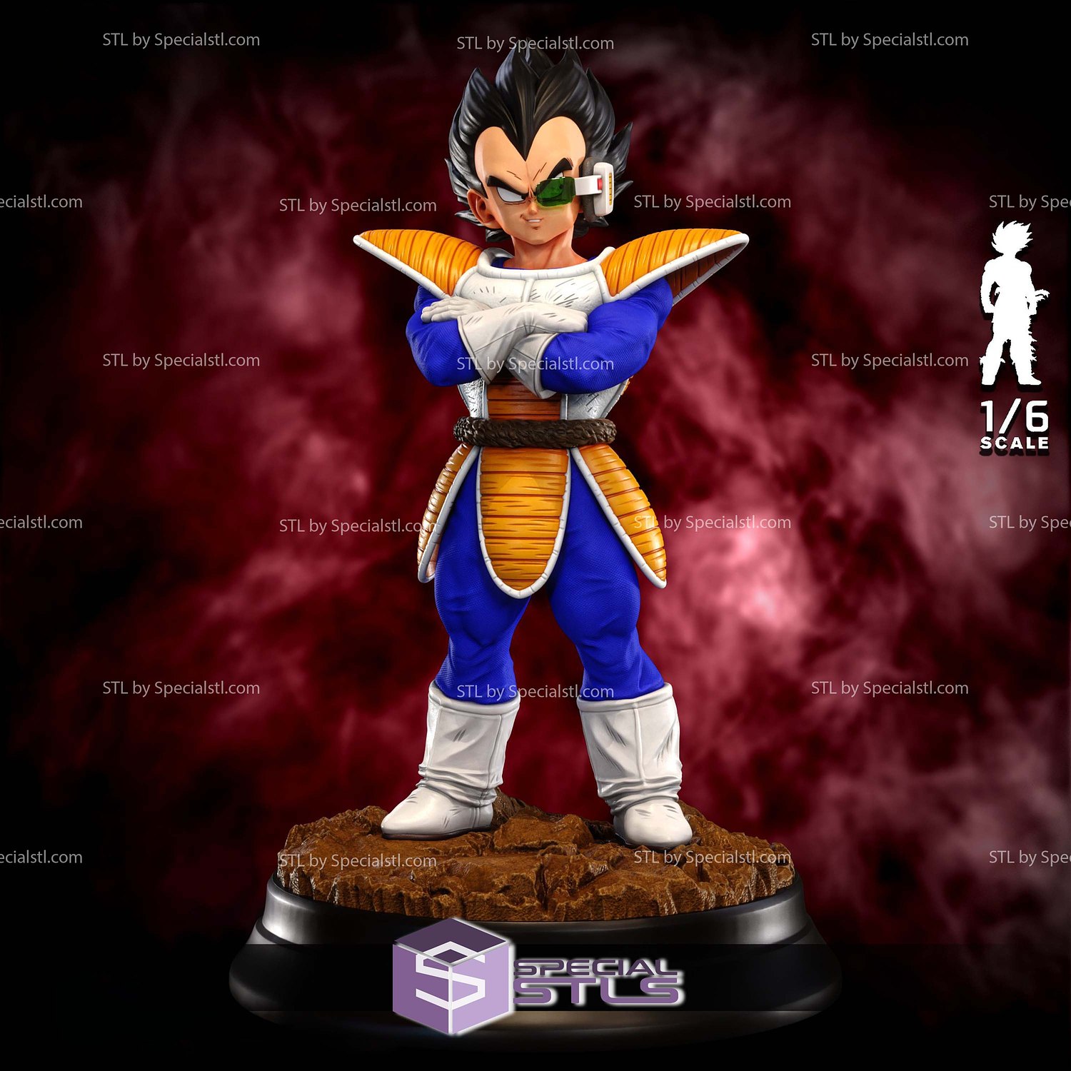 Prince Vegeta Saiyan 1-6 Look Pose 3D Printer Files STL Model — view 2