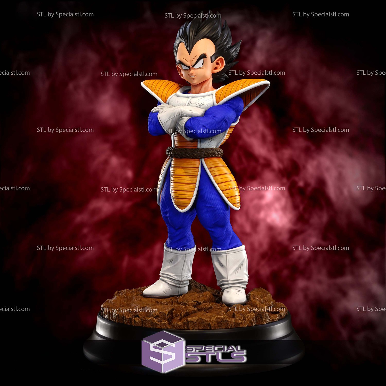 Prince Vegeta Saiyan 1-6 Look Pose 3D Printer Files STL Model — view 3
