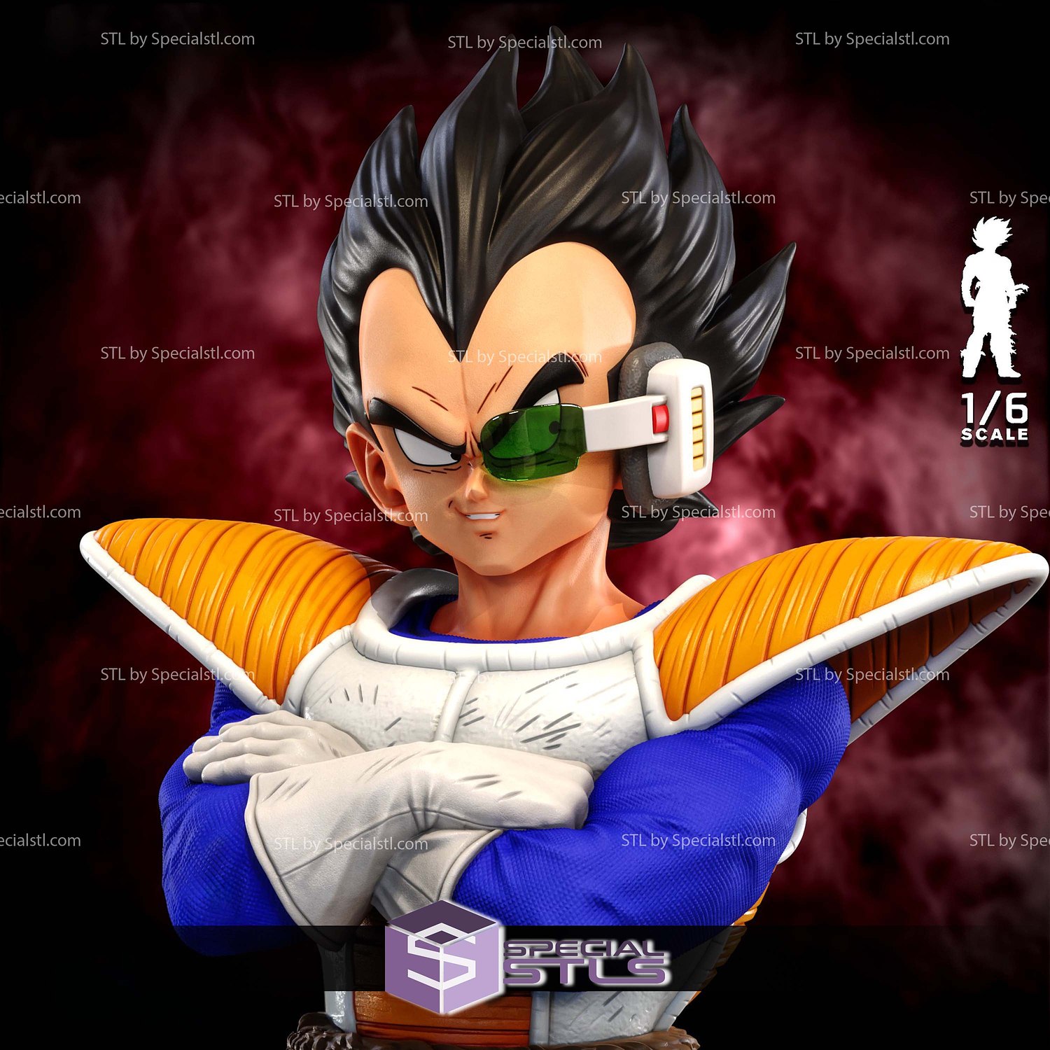 Prince Vegeta Saiyan 1-6 Look Pose 3D Printer Files STL Model — view 4