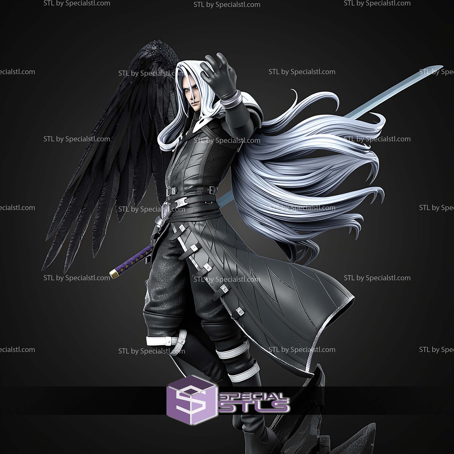 Sephiroth Final Fantasy VII 390mm STL Files 3D Model — view 3