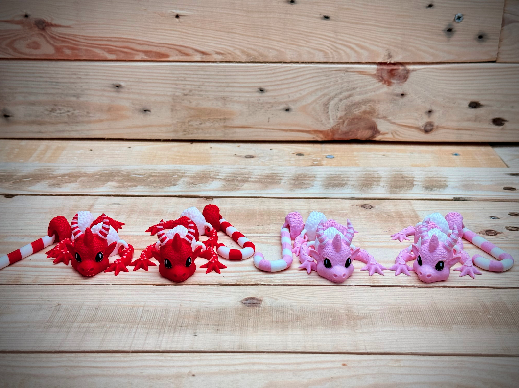 Mini Candy Cane Dragon 3D STL Model