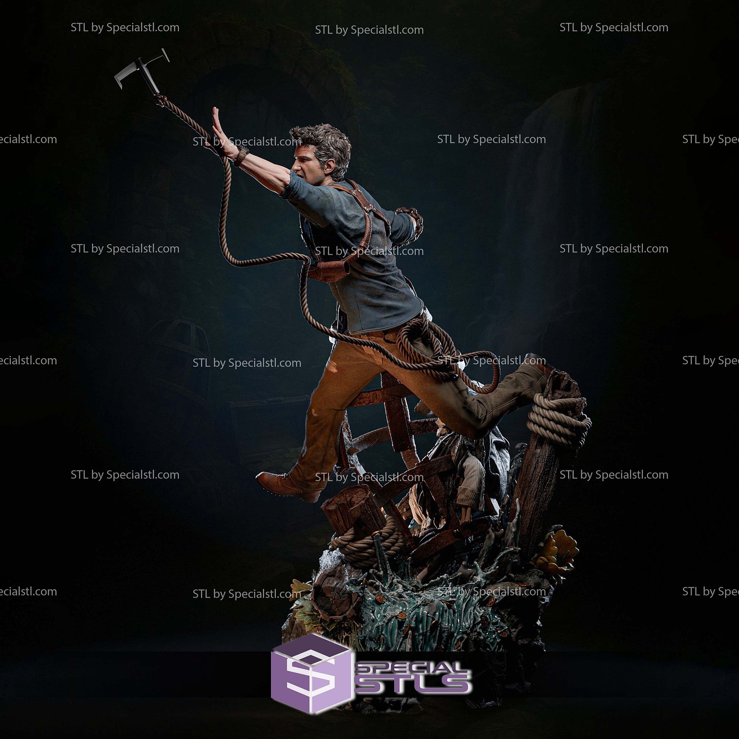 Nathan Drake Treasure Seeker STL Files 3D Model — view 4