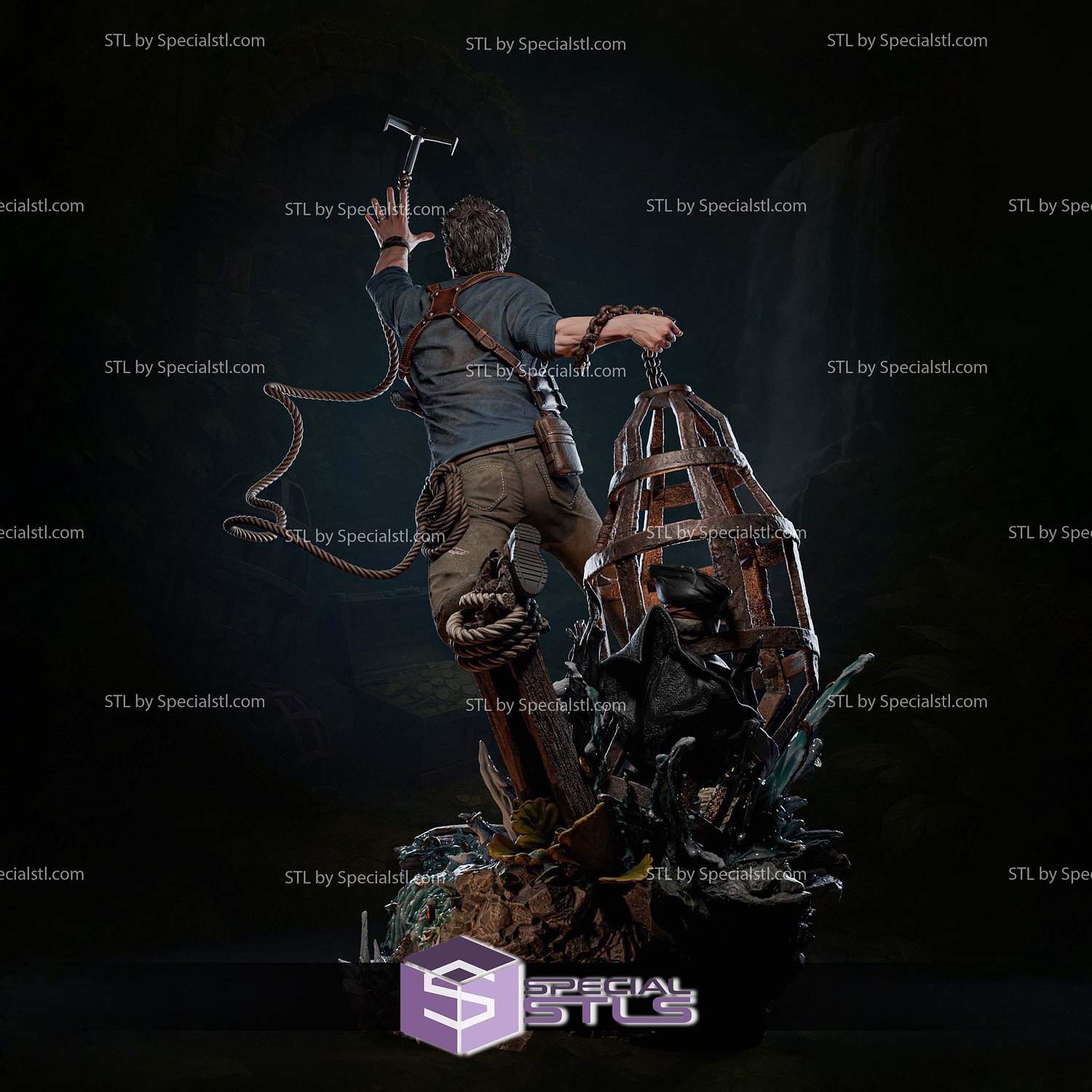 Nathan Drake Treasure Seeker STL Files 3D Model — view 5
