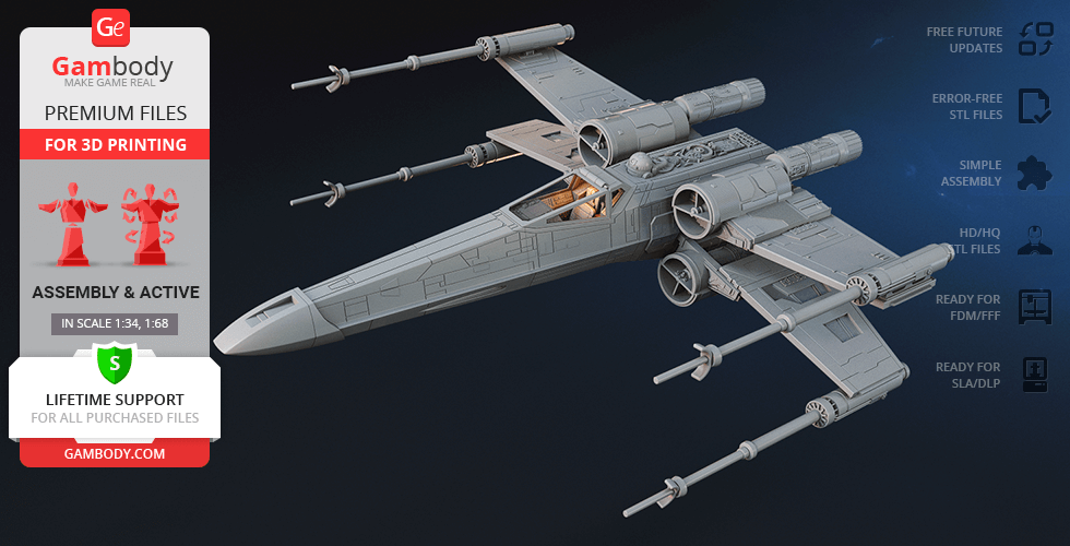 T-65B X-Wing 3D Printer Files | Assembly STL Model