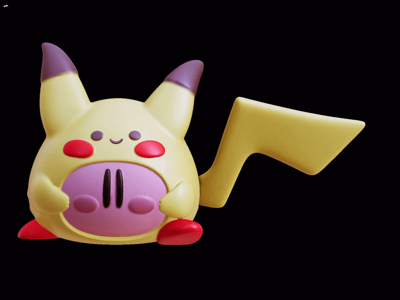 Kirby Pikachu cute and fluffy 3D STL Model