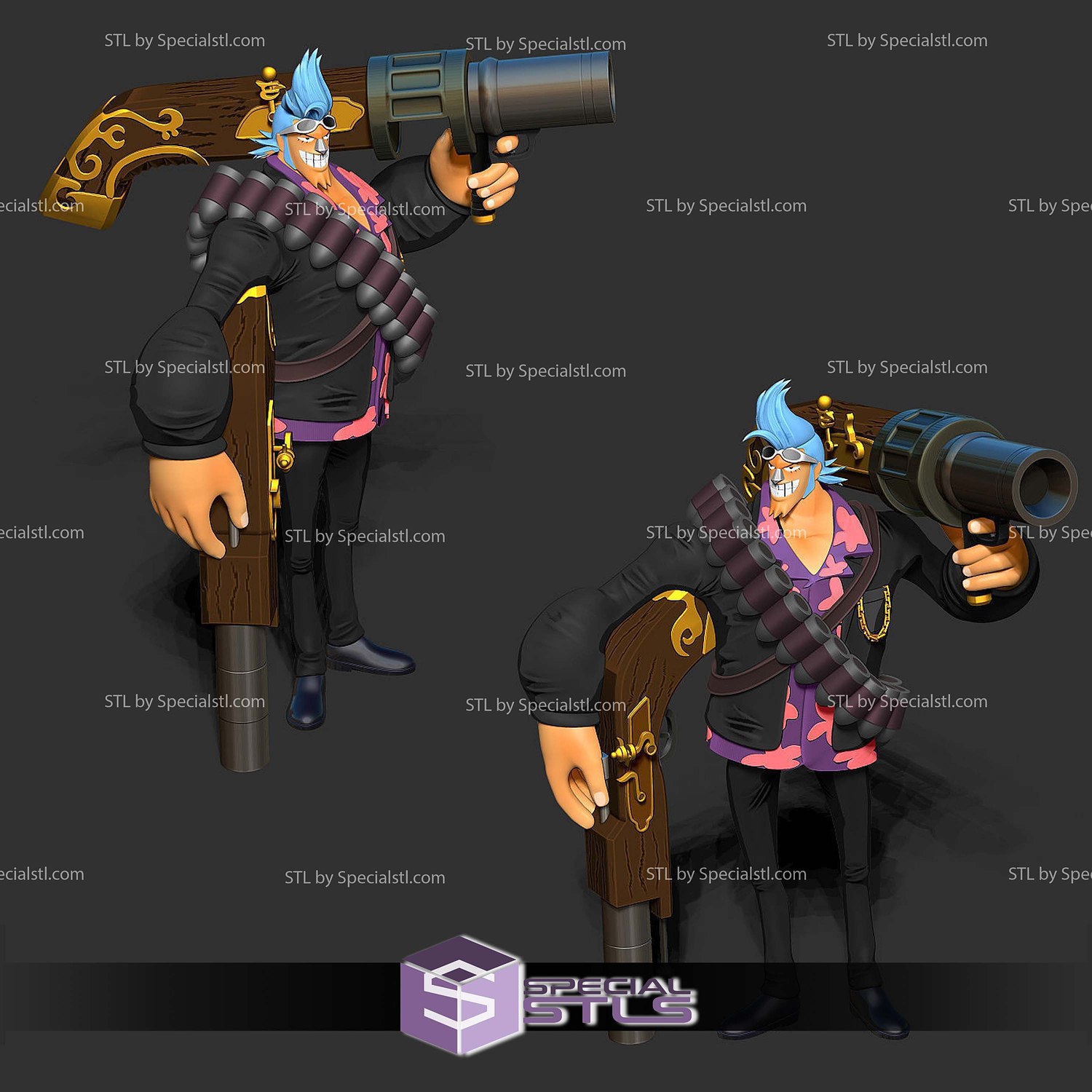 Franky Gun One Piece 3D Print Files STL Model — view 2