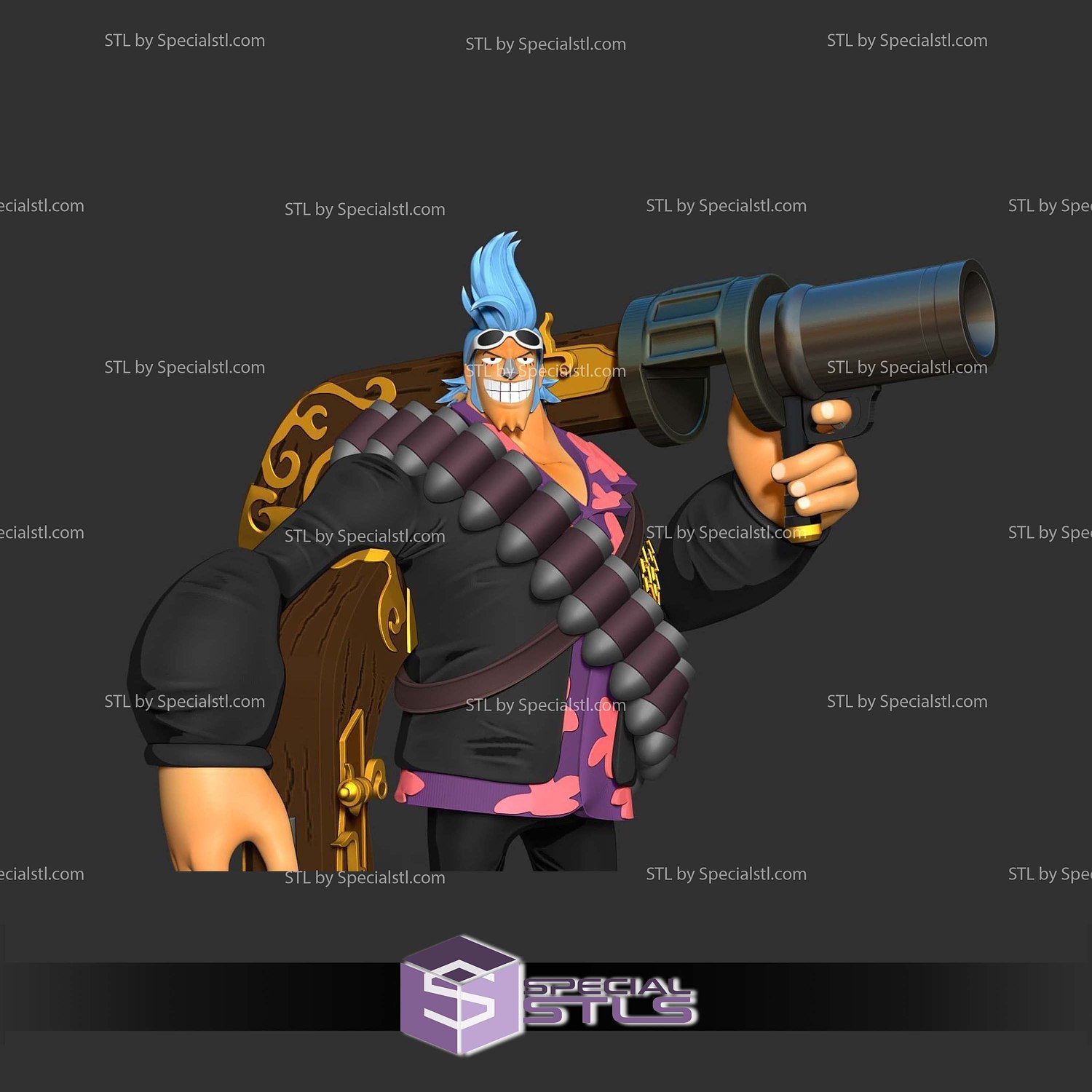Franky Gun One Piece 3D Print Files STL Model — view 3