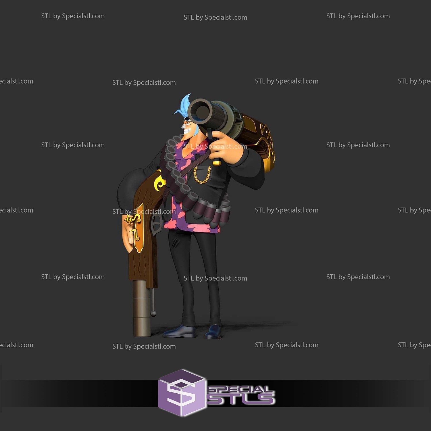 Franky Gun One Piece 3D Print Files STL Model — view 6