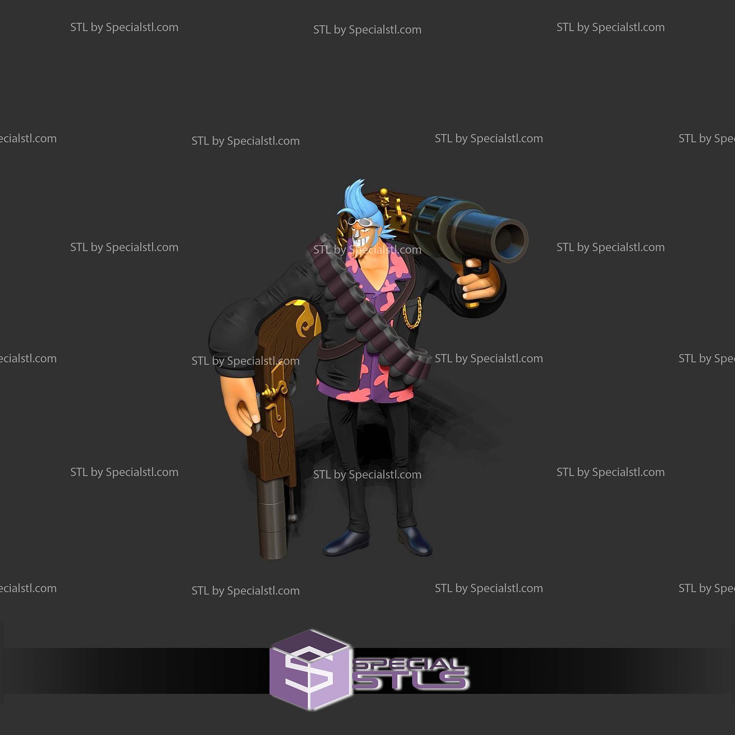 Franky Gun One Piece 3D Print Files STL Model — view 8