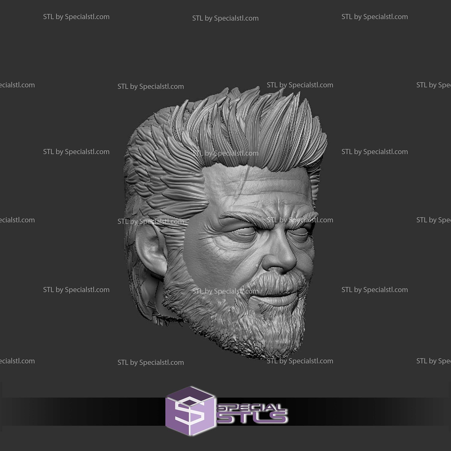 Custom Head STL Collection Billy Butcher Smile 3D Model — view 2