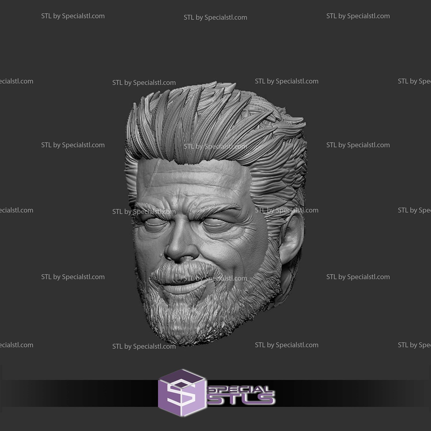 Custom Head STL Collection Billy Butcher Smile 3D Model — view 3
