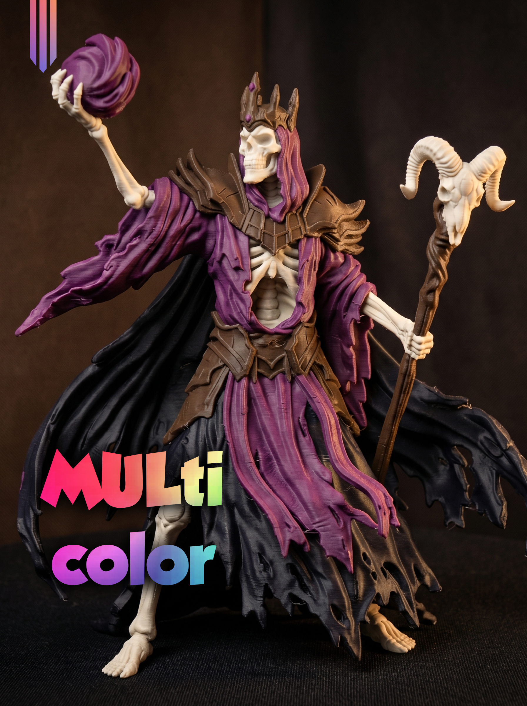 Lich King Figure 3MF | Fantasy Multi-Color | Dark Sorcerer 3D Model