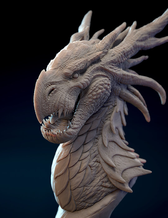Dragon Bust 3D STL Model — view 2