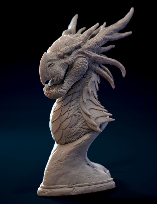Dragon Bust 3D STL Model — view 3