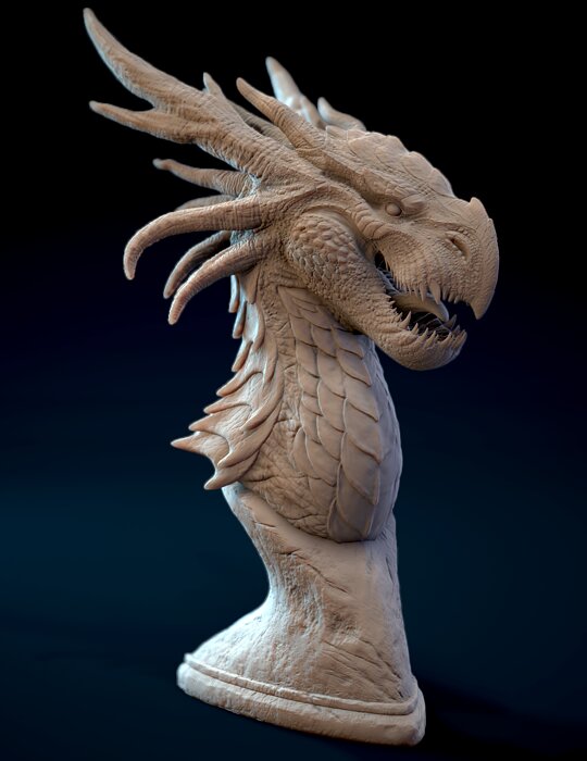 Dragon Bust 3D STL Model — view 4