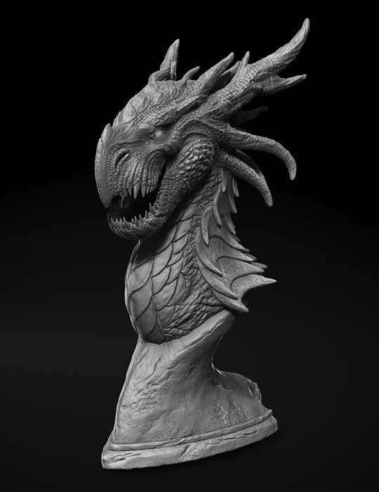 Dragon Bust 3D STL Model — view 6