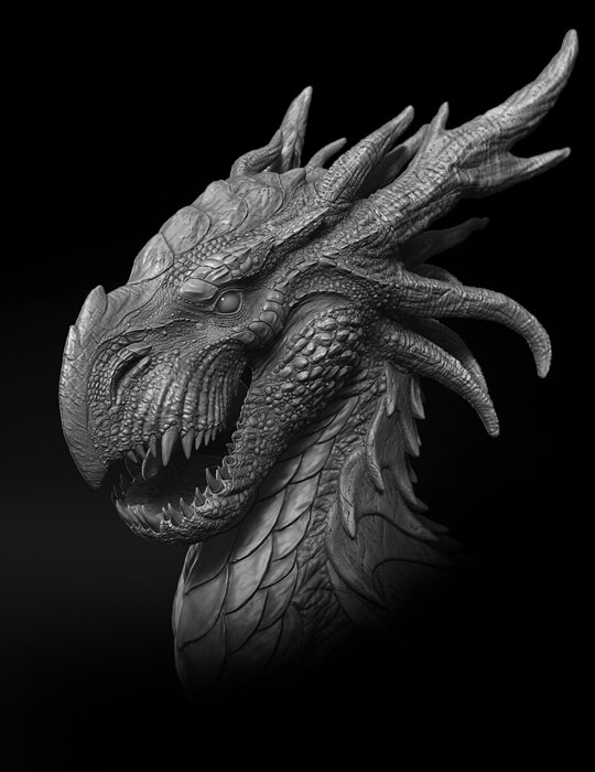 Dragon Bust 3D STL Model — view 7