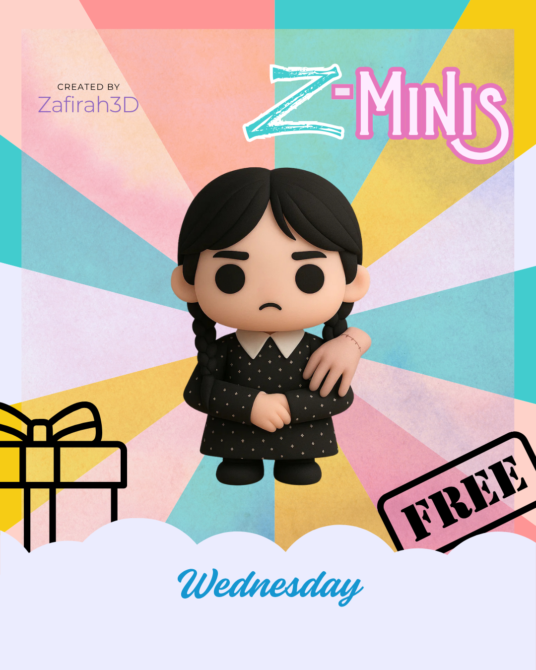 WEDNESDAY ADDAMS FOR FREE Z-MINIS 3D STL Model