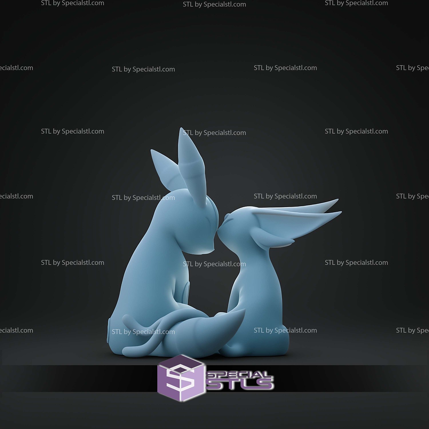 Basic Pokemon Collection Espeon and Umbreon Love statue 3D STL Model — view 2