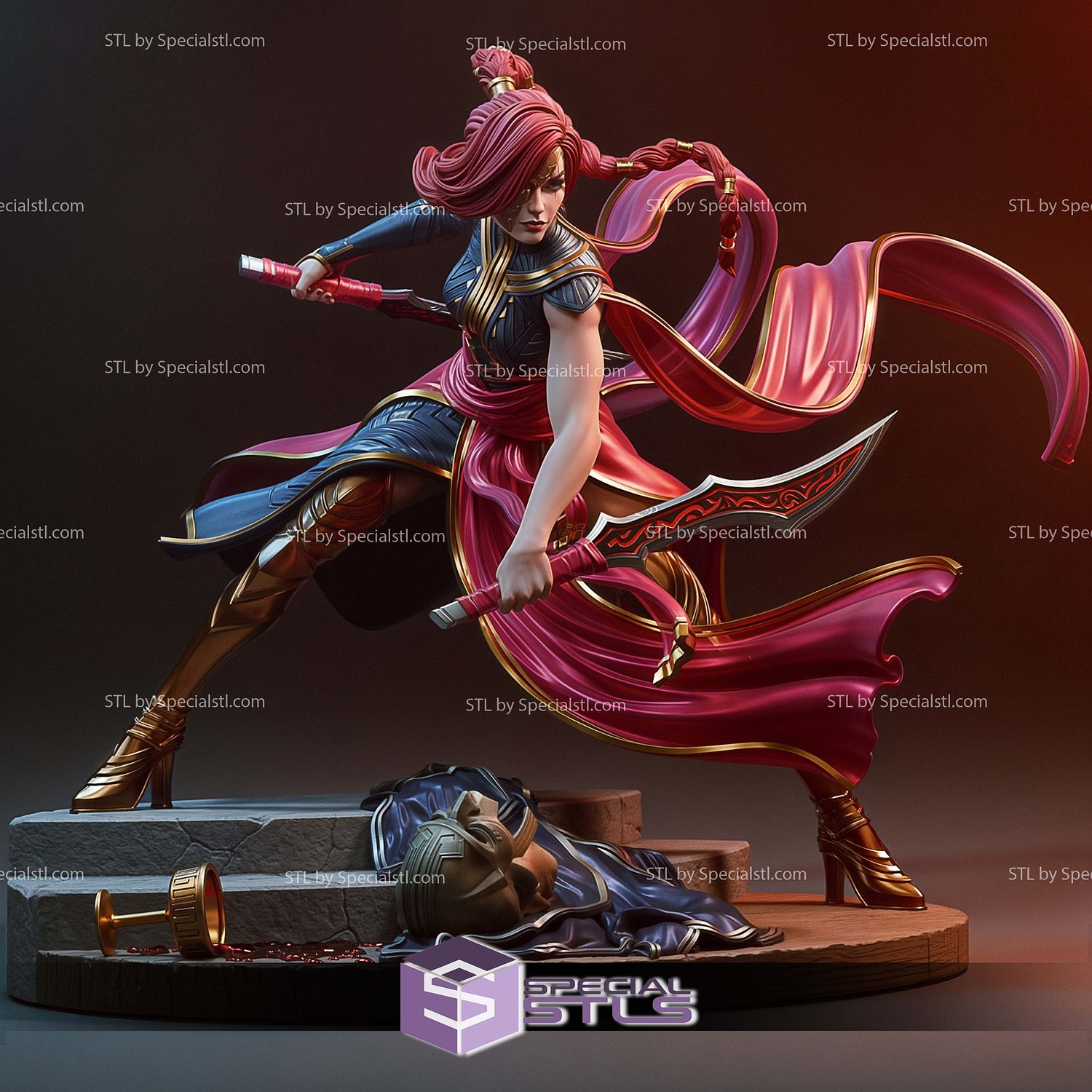 Katarina Battle 215mm STL Files 3D Model — view 3