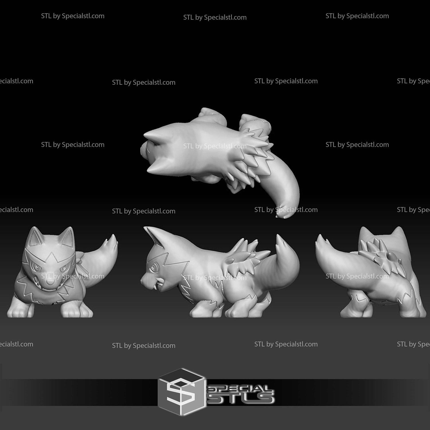 Pokemon STL Collection Poochyena Mightyena 3D Model — view 2