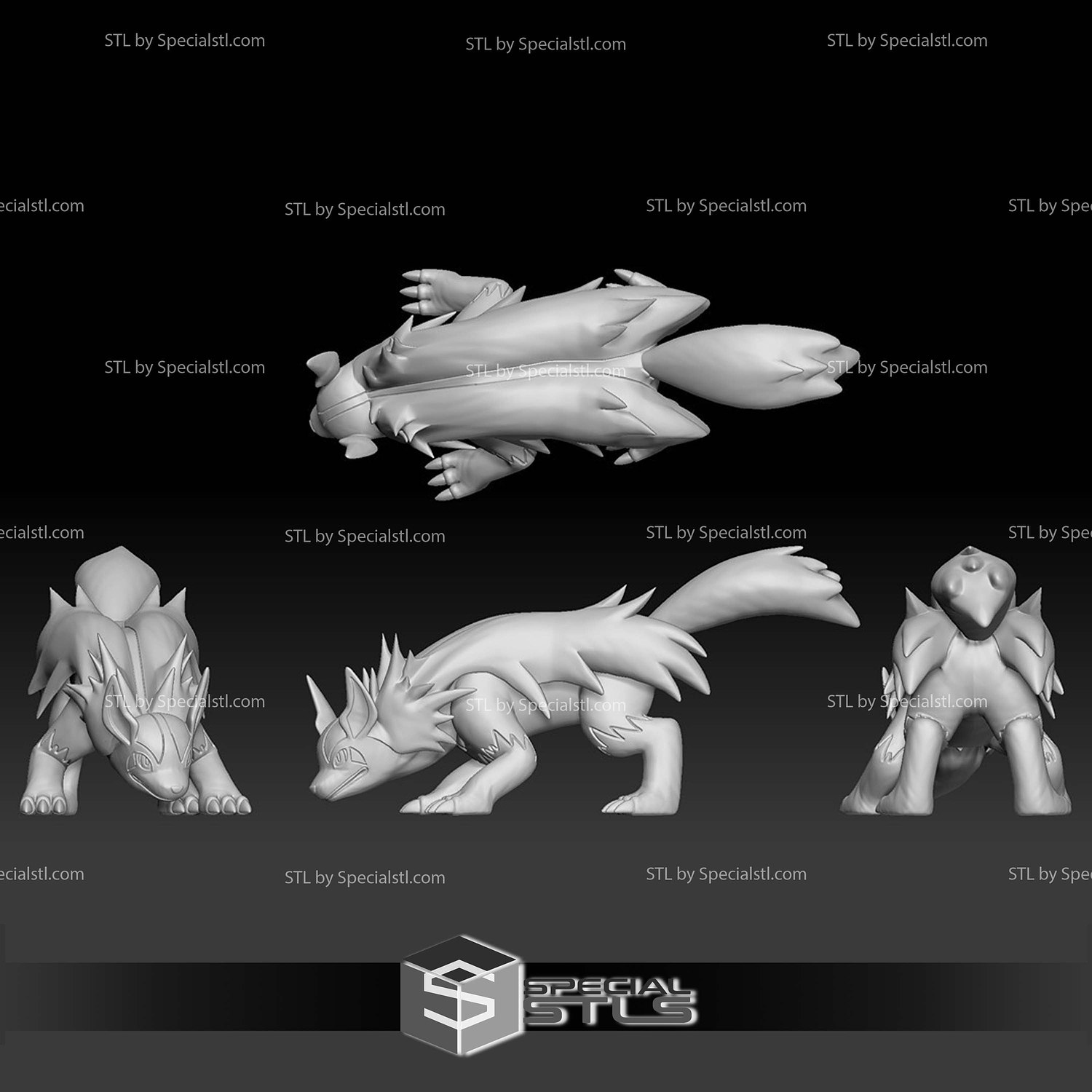 Pokemon STL Collection Poochyena Mightyena 3D Model — view 3