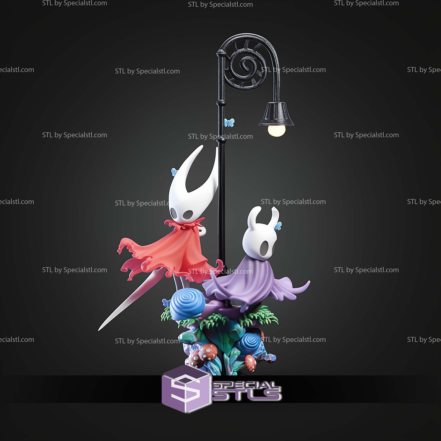 Knight and Hornet Diorama Hollow Knight STL Files 3D Model — view 3