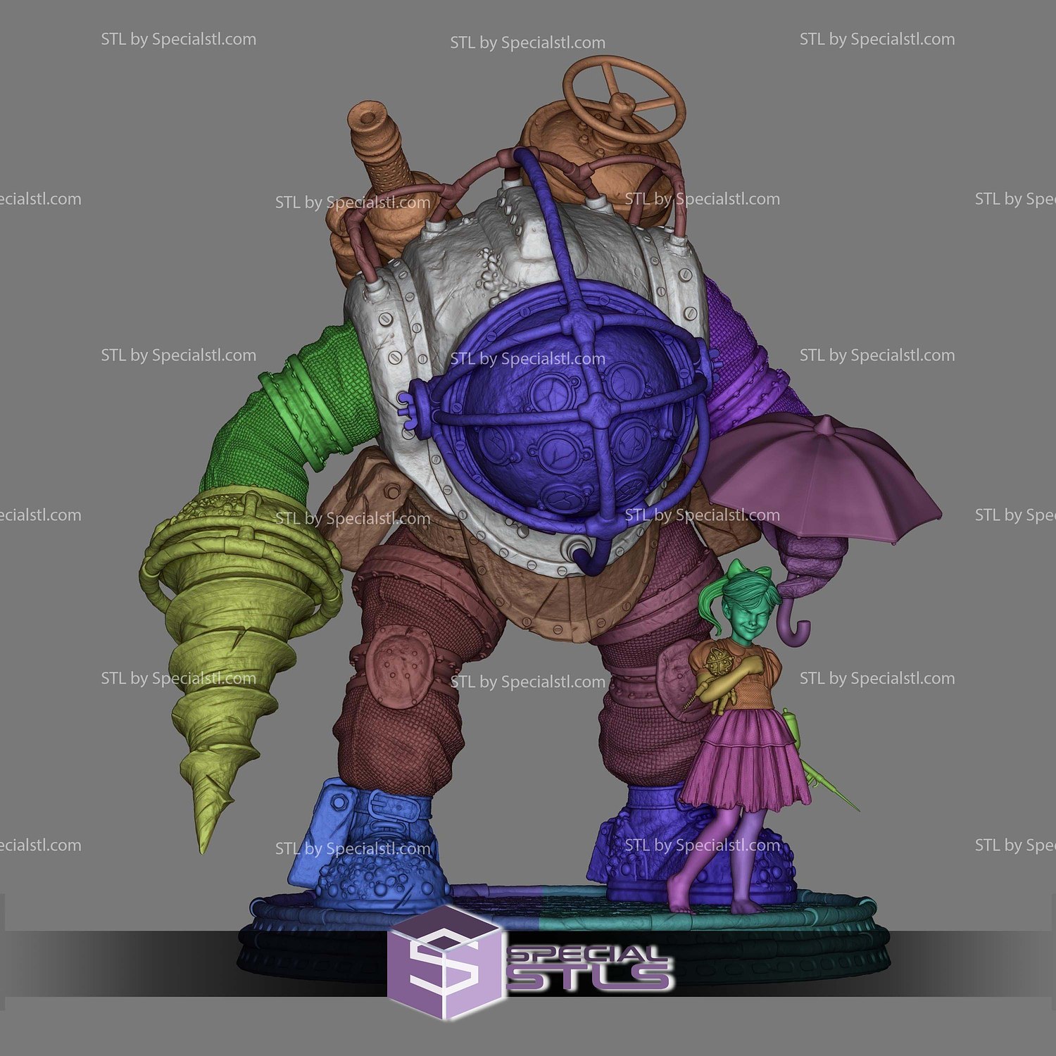 Big Daddy and Little Sister STL Files 3D Model — view 2