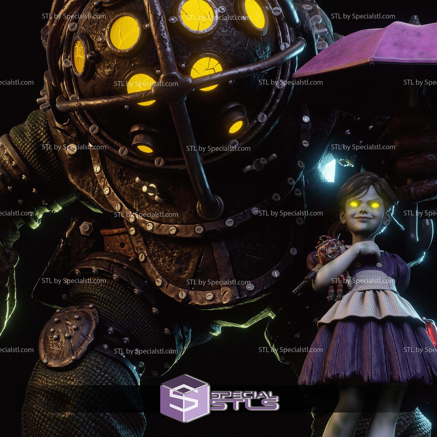 Big Daddy and Little Sister STL Files 3D Model — view 7