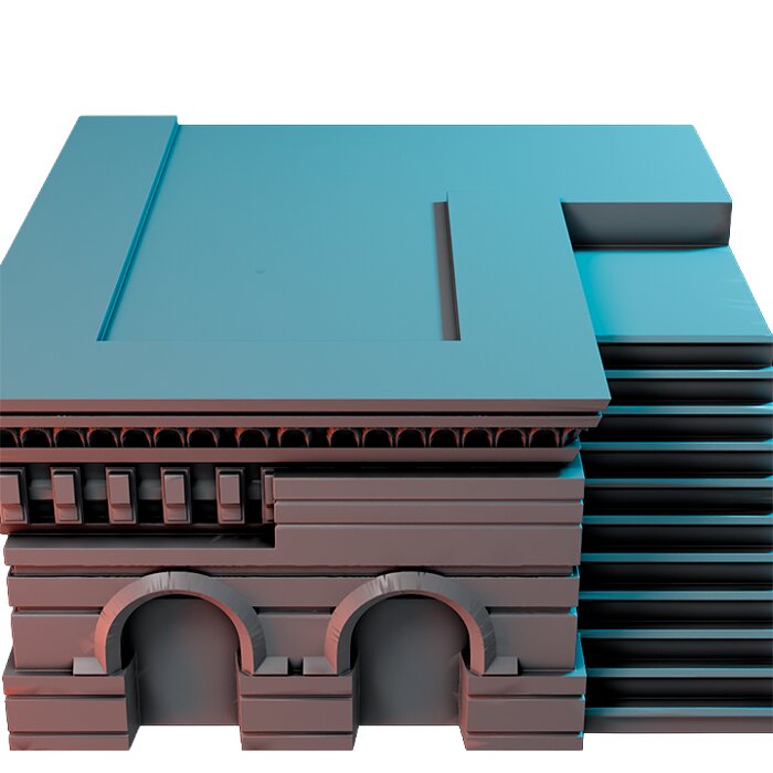 Headquarters X - Board Game Miniature STL 3D Model — view 3