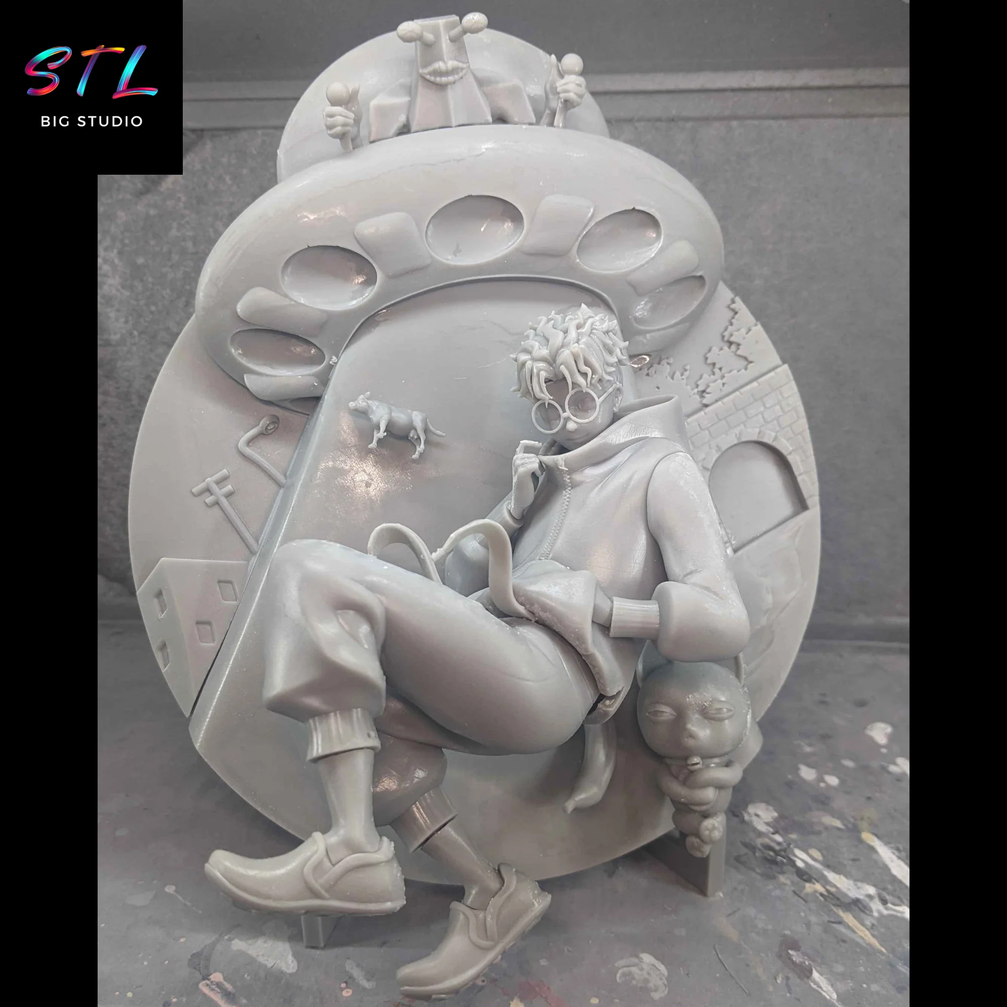 Okarun STL Diorama | UFO Abduction Scene | 3D Printable Figure | Dan Da Dan Model — view 3