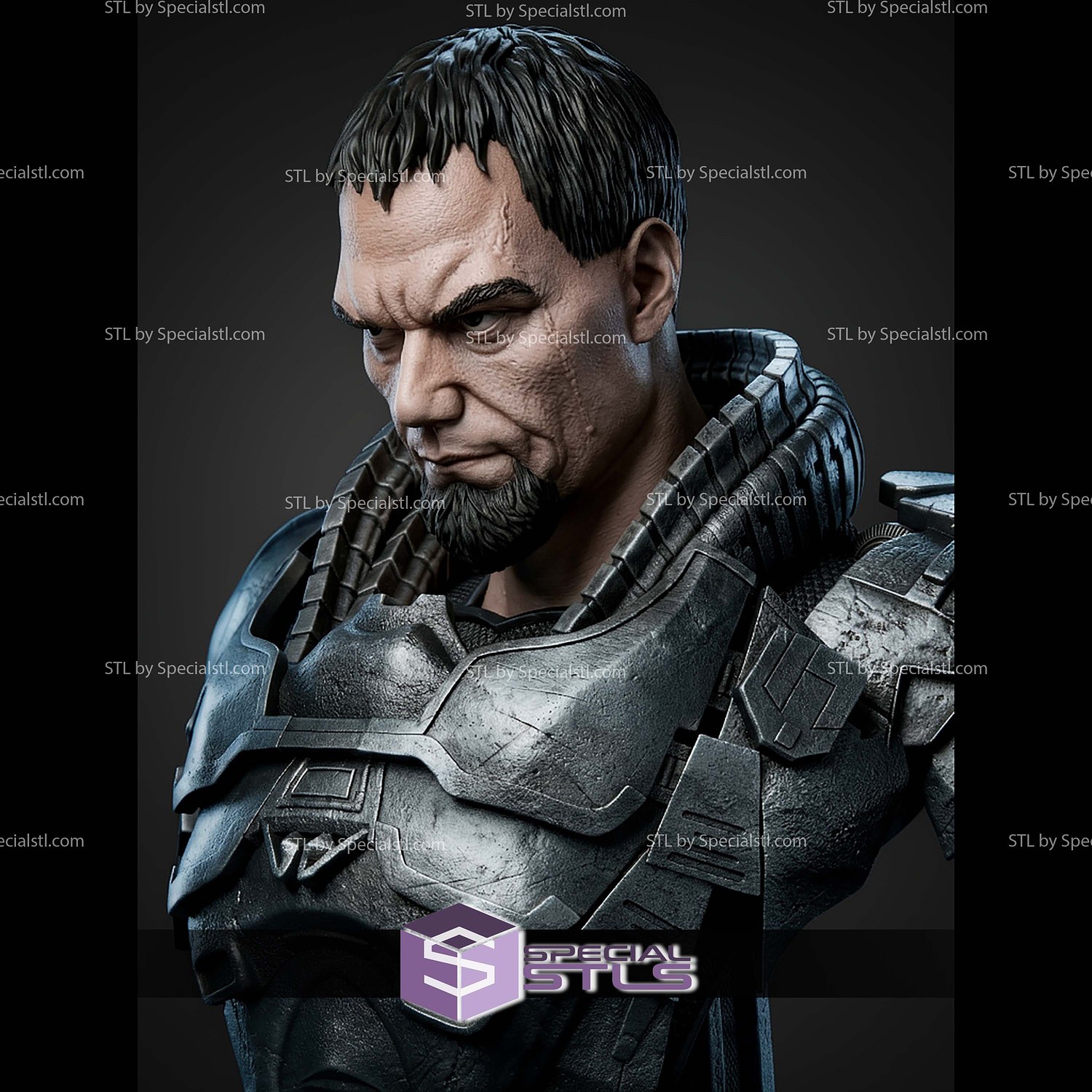 General Zod Portrait Bust 329mm STL Files 3D Model — view 2