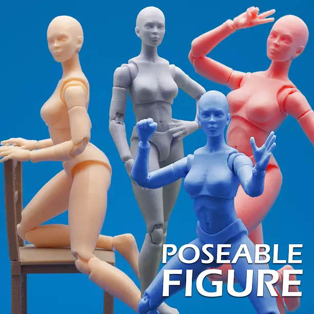Articulated Poseable Female Figure 3D STL Model