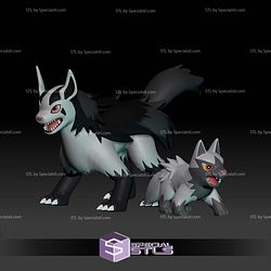 Pokemon STL Collection Poochyena Mightyena V2 3D Model