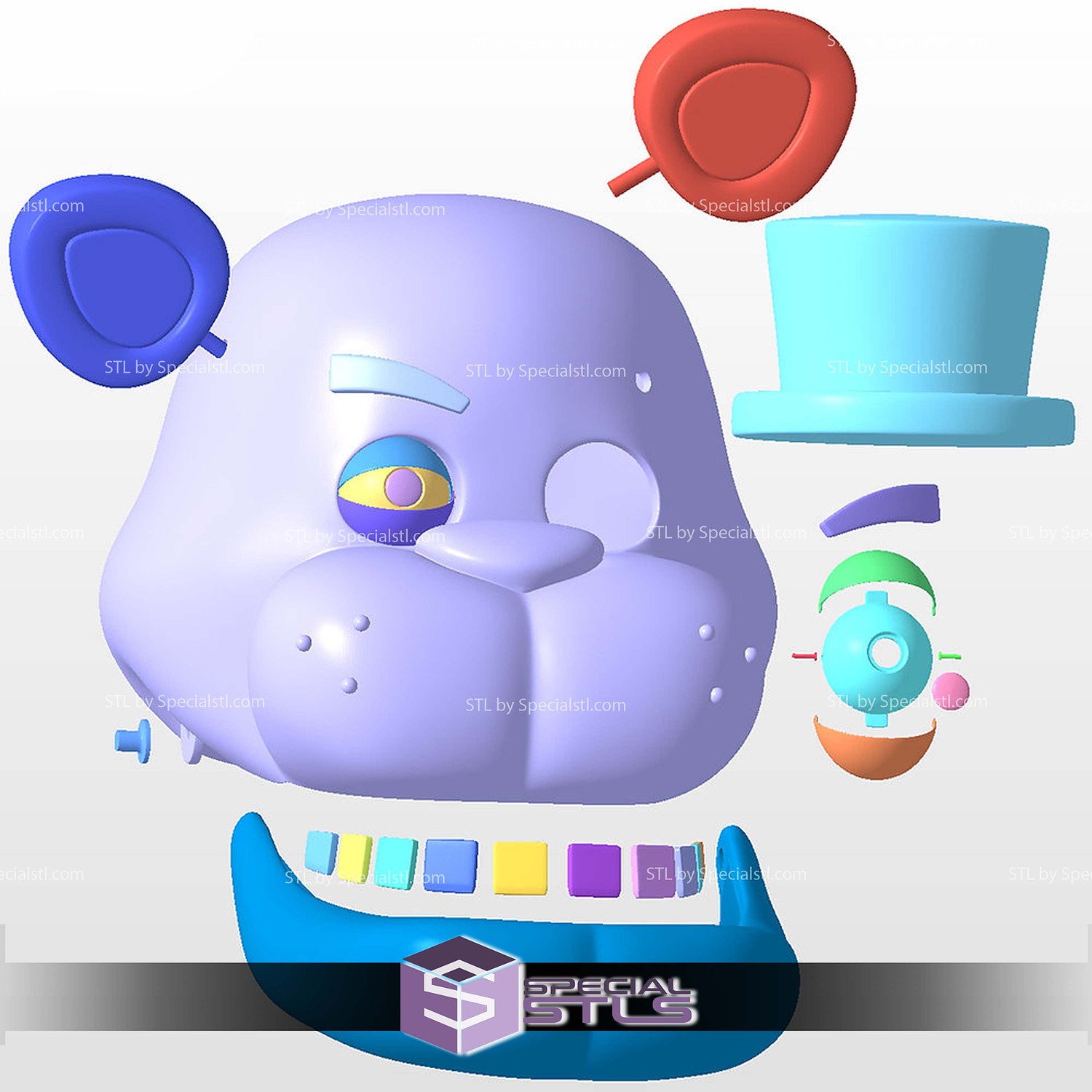 Cosplay STL Files Freddy Fazbear Helmet Five Nights at Freddy 3D Model — view 6