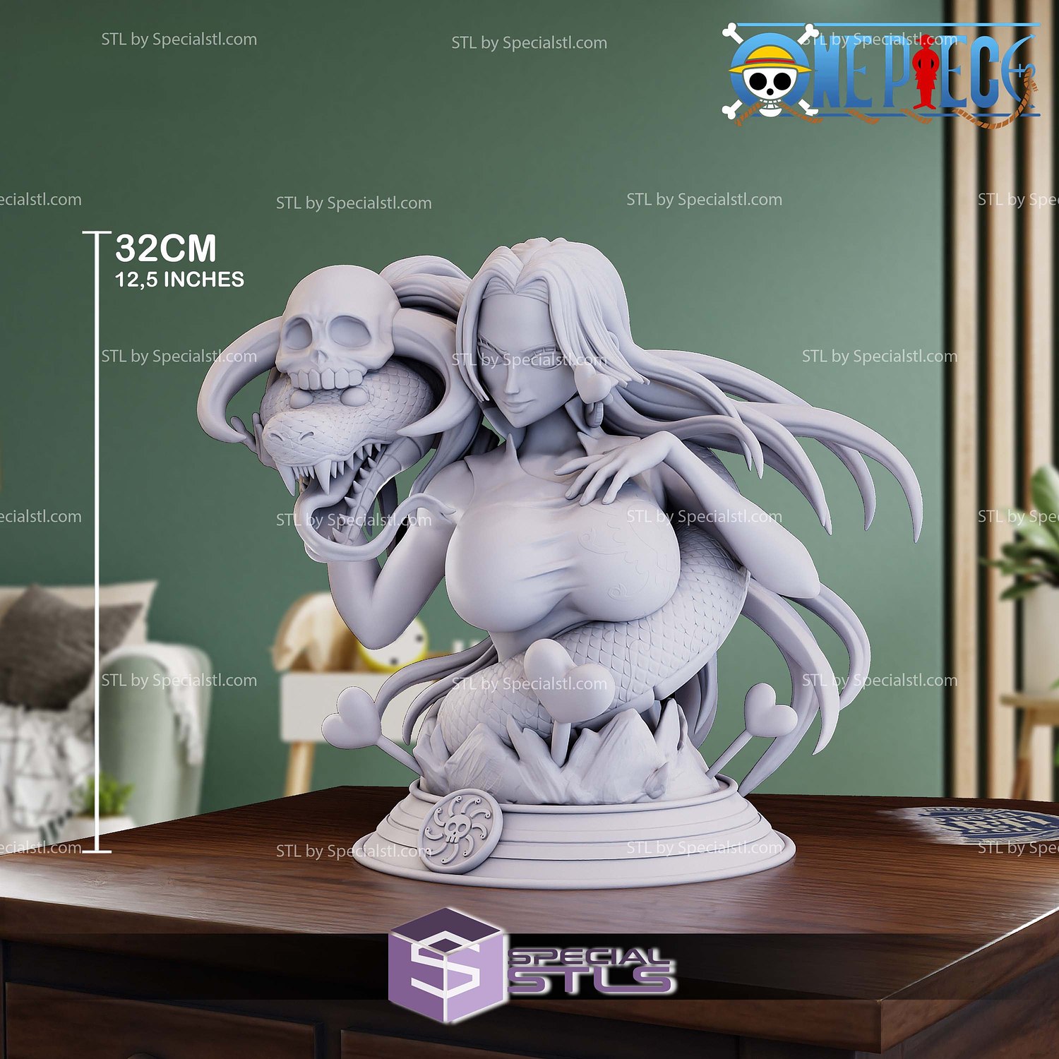 Boa Hancock Bust STL Printer Files 3D Model — view 2