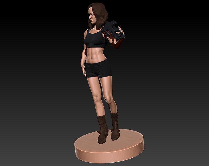 Female Sniper 3D OBJ Model — view 2