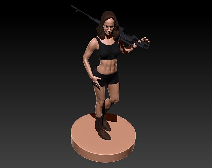 Female Sniper 3D OBJ Model — view 3